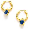 C.Paravano Heart Hoop Earrings for Women | Gold Huggies | Drop Earrings | Blue Crystal
