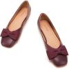 C.Paravano Women’s Flats | Genuine Leather | Women’s Ballet Flats | Square Toe Shoes | Leather Flats for Women(Wine)