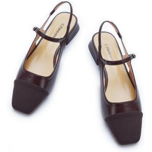 C.Paravano Women’s Slingback Flats | Sandals for Women | Block Heel Slingback | Closed Toe Sandals Women (Size 8,DCoffee)