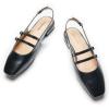 C.Paravano Women’s Flats | Slingback Flats | Flats for Women | Dress Sandal | Mary Jane(Black-t)