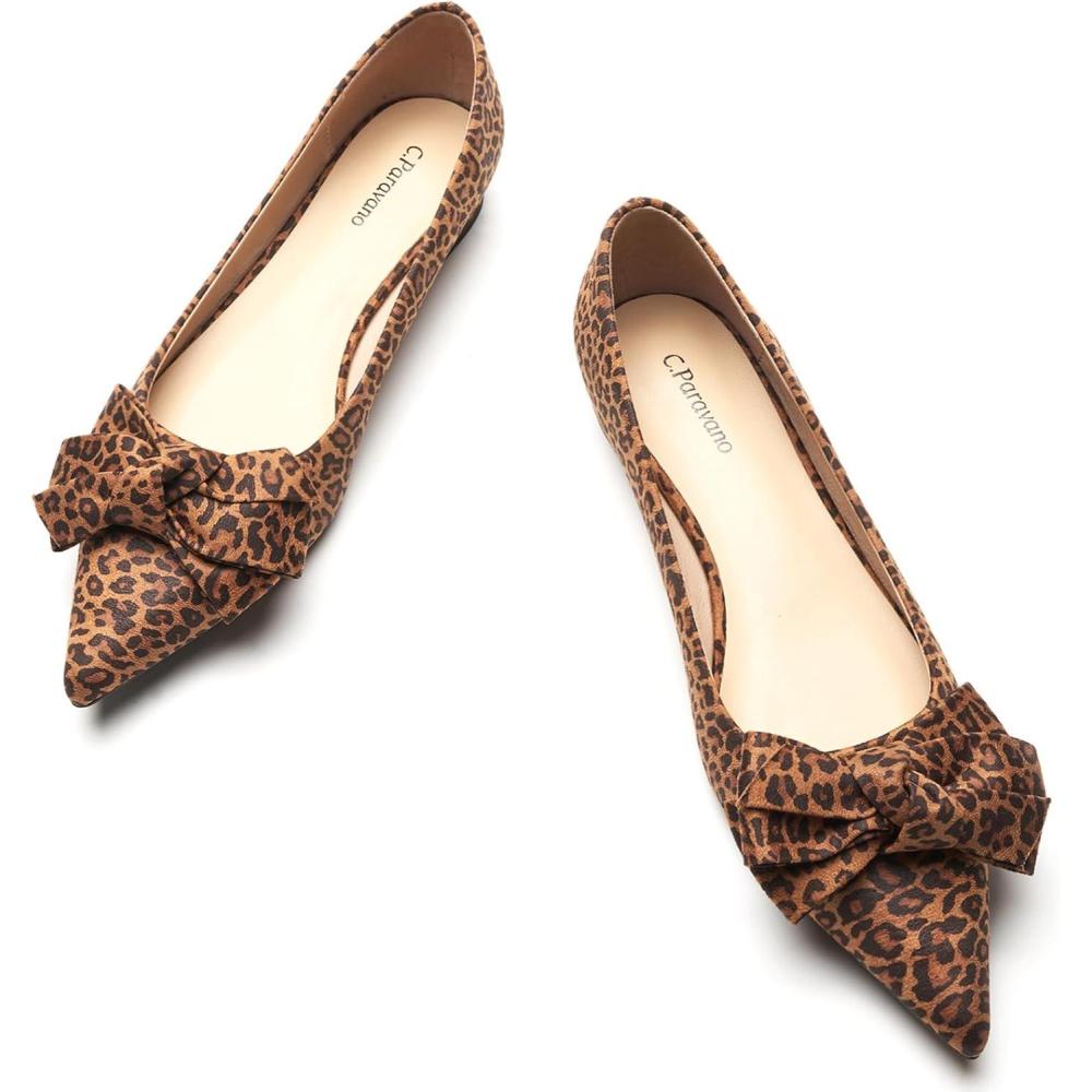image:imageCParavano Womens Pointed Toe Ballet FlatsLeopard