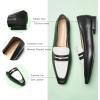 C.Paravano Black Penny Loafers for Women, Slip-ons Comfortable Dressy Formal Dress Square Toe Flats Loafer Shoes for Business Casual Wear(B-Black,Size 8.5)