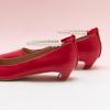 C.Paravano Ladies’ Chunky Low Heel Pearl Ankle Strap Women’s Square Toe Pumps Closed Toe Low Heel Pumps Bridal Wedding Shoes 1.1in Heels（Red，7.5）