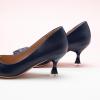 C.Paravano Women’s Pumps | Kitten Heels Low Heels | Navy Leather Heel Pumps | Party Heels for Women(C-Navy,Size 9.5)