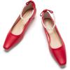 C.Paravano Ladies’ Chunky Low Heel Pearl Ankle Strap Women’s Square Toe Pumps Closed Toe Low Heel Pumps Bridal Wedding Shoes 1.1in Heels（Red，7.5）