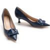 C.Paravano Women’s Pumps | Kitten Heels Low Heels | Navy Leather Heel Pumps | Party Heels for Women(C-Navy,Size 9.5)