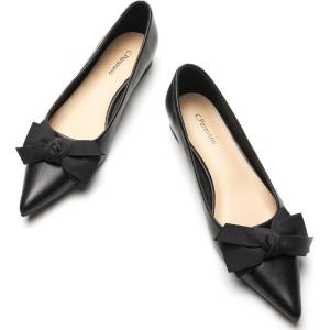 C.Paravano Women’s Pointed Toe Ballet Flats(Black)