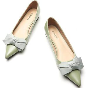 C.Paravano Women’s Pointed Toe Ballet Flats(Light Green)
