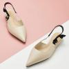 C.Paravano Women’s Slingback | Leather Slingback Flats | Pointed Toe Slingback Shoes | Comfort Heeled Sandal | Slip on Flats Shoes for Wedding(White-flats)