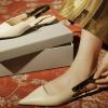 C.Paravano Women’s Slingback | Leather Slingback Flats | Pointed Toe Slingback Shoes | Comfort Heeled Sandal | Slip on Flats Shoes for Wedding(White-flats)
