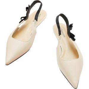C.Paravano Women’s Slingback | Leather Slingback Flats | Pointed Toe Slingback Shoes | Comfort Heeled Sandal | Slip on Flats Shoes for Wedding(White-flats)