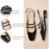 C.Paravano Slingback Flats for Women | Mary Jane Flats | Womens Sandals | Square Toe Shoes(Black)