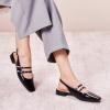 C.Paravano Slingback Flats for Women | Mary Jane Flats | Womens Sandals | Square Toe Shoes(Black)