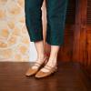C.Paravano Slingback Flats for Women | Mary Jane Flats | Womens Sandals | Square Toe Shoes(Brown)