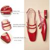 C.Paravano Slingback Flats for Women | Mary Jane Flats | Womens Sandals | Square Toe Shoes(Red)