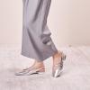 C.Paravano Slingback Flats for Women | Mary Jane Flats | Womens Sandals | Square Toe Shoes(Silver)