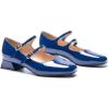C.Paravano Womens Pumps | Mary Jane Shoes | Square Toe Low Heels | Block Heels(Navy)