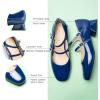 C.Paravano Womens Pumps | Mary Jane Shoes | Square Toe Low Heels | Block Heels(Navy)