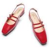 C.Paravano Slingback Flats for Women | Mary Jane Flats | Womens Sandals | Square Toe Shoes(Red)