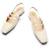 C.Paravano Slingback Flats for Women | Mary Jane Flats | Womens Sandals | Square Toe Shoes(White)