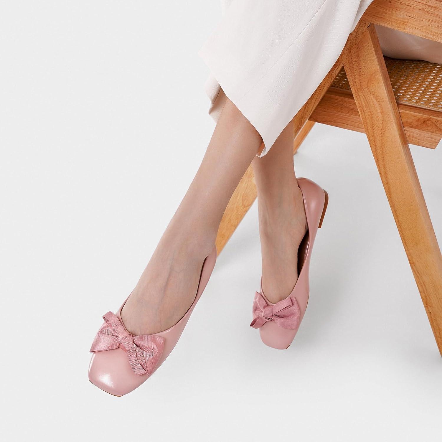 image:imageCParavano Flats for Women Square Toe Shoes Ballet Flats Dressy Women ShoesBtpink
