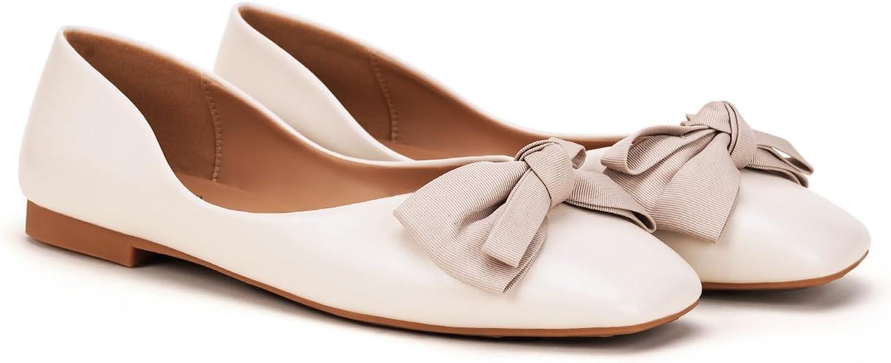 image:imageCParavano Flats for Women Square Toe Shoes Ballet Flats Dressy Women ShoesBtwhite