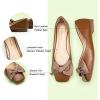 C.Paravano Flats for Women | Square Toe Shoes | Ballet Flats | Dressy Women Shoes(Brown)