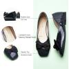 C.Paravano Flats for Women | Square Toe Shoes | Ballet Flats | Dressy Women Shoes(Dark Grey Patent)