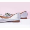 C.Paravano Flats for Women | Square Toe Shoes | Ballet Flats | Dressy Women Shoes(N-silver)