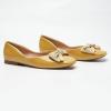 C.Paravano Flats for Women | Square Toe Shoes | Ballet Flats | Dressy Women Shoes(Yellow Patent)