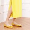 C.Paravano Flats for Women | Square Toe Shoes | Ballet Flats | Dressy Women Shoes(Yellow Patent)