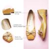 C.Paravano Flats for Women | Square Toe Shoes | Ballet Flats | Dressy Women Shoes(Yellow Patent)