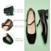 C.Paravano Women’s Mary Jane Flats Adjustable Strap & Square Toe | Memory Foam Comfort | Perfect for Office, Weddings, Travel(Black)
