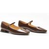 C.Paravano Women’s Mary Jane Flats Adjustable Strap & Square Toe | Memory Foam Comfort | Perfect for Office, Weddings, Travel(Brown)