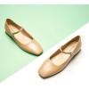 C.Paravano Women’s Mary Jane Flats Adjustable Strap & Square Toe | Memory Foam Comfort | Perfect for Office, Weddings, Travel(Dark Beige)