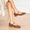 C.Paravano Women’s Mary Jane Flats Adjustable Strap & Square Toe | Memory Foam Comfort | Perfect for Office, Weddings, Travel(Leopard)