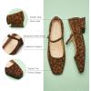 C.Paravano Women’s Mary Jane Flats Adjustable Strap & Square Toe | Memory Foam Comfort | Perfect for Office, Weddings, Travel(Leopard)
