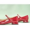 C.Paravano Women’s Mary Jane Flats Adjustable Strap & Square Toe | Memory Foam Comfort | Perfect for Office, Weddings, Travel(Red)
