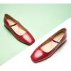 C.Paravano Women’s Mary Jane Flats Adjustable Strap & Square Toe | Memory Foam Comfort | Perfect for Office, Weddings, Travel(Red)