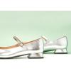 C.Paravano Women’s Mary Jane Flats Adjustable Strap & Square Toe | Memory Foam Comfort | Perfect for Office, Weddings, Travel(Silver)