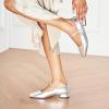 C.Paravano Women’s Mary Jane Flats Adjustable Strap & Square Toe | Memory Foam Comfort | Perfect for Office, Weddings, Travel(Silver)