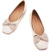 C.Paravano Flats for Women | Square Toe Shoes | Ballet Flats | Dressy Women Shoes(Bt-white)