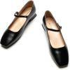 C.Paravano Women’s Mary Jane Flats Adjustable Strap & Square Toe | Memory Foam Comfort | Perfect for Office, Weddings, Travel(Black)