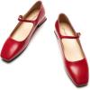 C.Paravano Women’s Mary Jane Flats Adjustable Strap & Square Toe | Memory Foam Comfort | Perfect for Office, Weddings, Travel(Red)