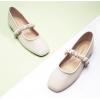 C.PARAVANO Mary Jane Shoes for Women | Womens Square Toe Flats | Leather Shoes Matte White Flats Mary Jane (Size 5,Matte White_a)