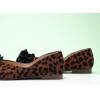 C.Paravano Ballet Flats for Women | Women’s Flats | Square Toe | Slip On Dress Shoes | Satin Flower Shoes(Leopard)