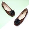 C.Paravano Ballet Flats for Women | Women’s Flats | Square Toe | Slip On Dress Shoes | Satin Flower Shoes(Leopard)