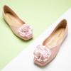 C.Paravano Ballet Flats for Women | Women’s Flats | Square Toe | Slip On Dress Shoes | Satin Flower Shoes(Pink-t)
