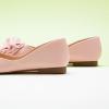 C.Paravano Ballet Flats for Women | Women’s Flats | Square Toe | Slip On Dress Shoes | Satin Flower Shoes(Pink-t)