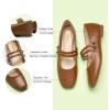 C.Paravano Mary Janes for Women | Ballet Flats | Womens Flats | Square Toe Flats for Women(Brown)